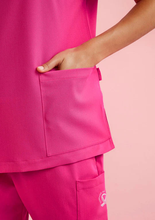 Biz Care Womens Pink V-Neck Scrub Top - CST245LS