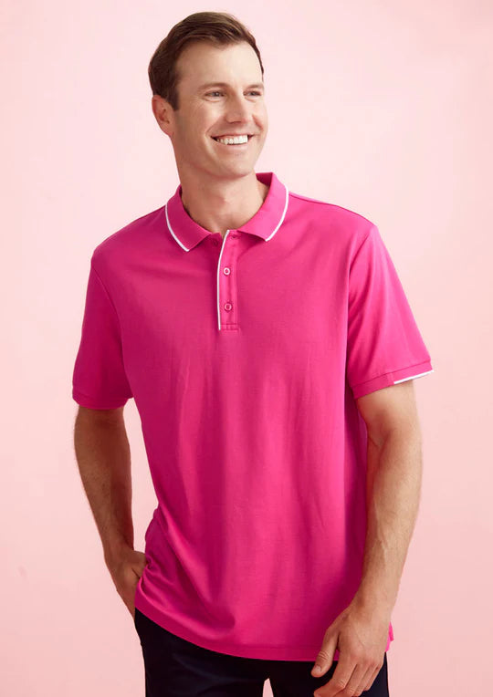 Biz Care Mens Pink Short Sleeve Polo - CST313MS
