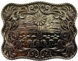 Ritemate Pilbara Western Rodeo Buckle Tooled Leather Belt