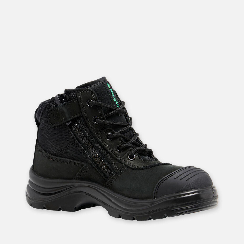 King Gee Tradie Women's Zip/lace Steel Cap Work Boots 5" Black - K26490