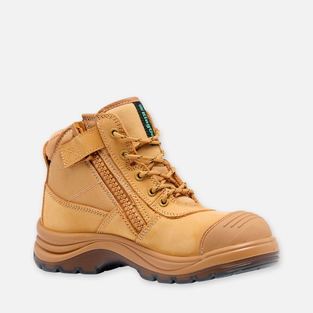 King Gee Tradie Women's Zip/lace Steel Cap Work Boots 5" Wheat - K26491