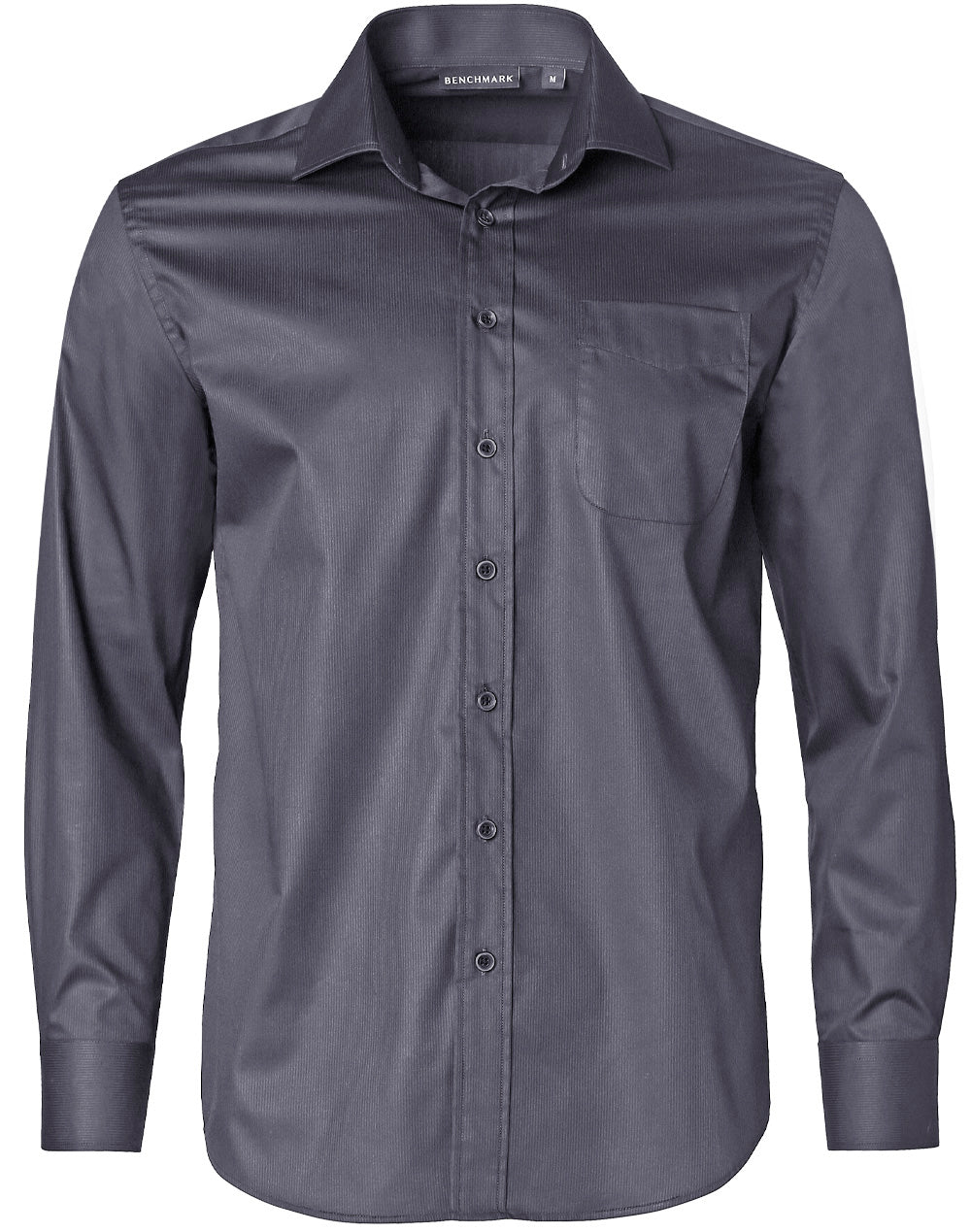 BENCHMARK Men's Dobby Striped Taped L/S Shirt - M7110L