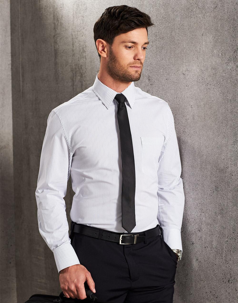 BENCHMARK Men's Ticking Stripe L/S Shirt - M7200L
