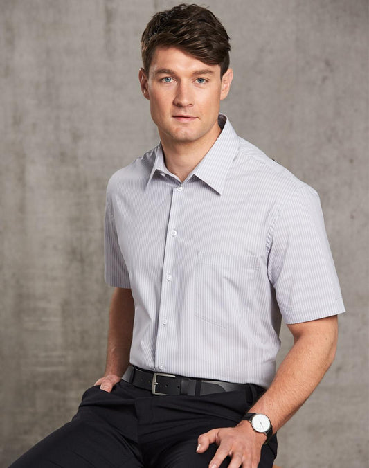 BENCHMARK Men's Ticking Stripe S/S Shirt - M7200S