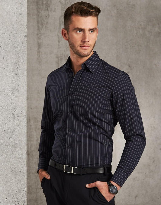 BENCHMARK Men's Pin Stripe Long Sleeve Shirt - M7222