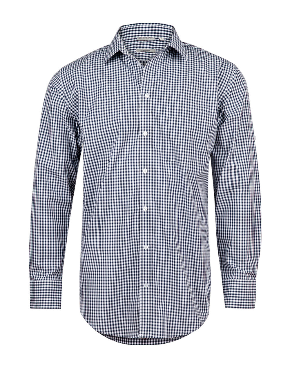 BENCHMARK Men's Gingham Check Roll-up L/S Shirt - M7300L