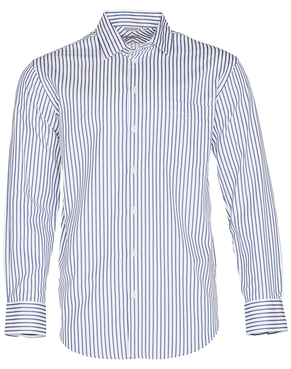 BENCHMARK Men Sateen Stripe L/S Shirt - M7310L