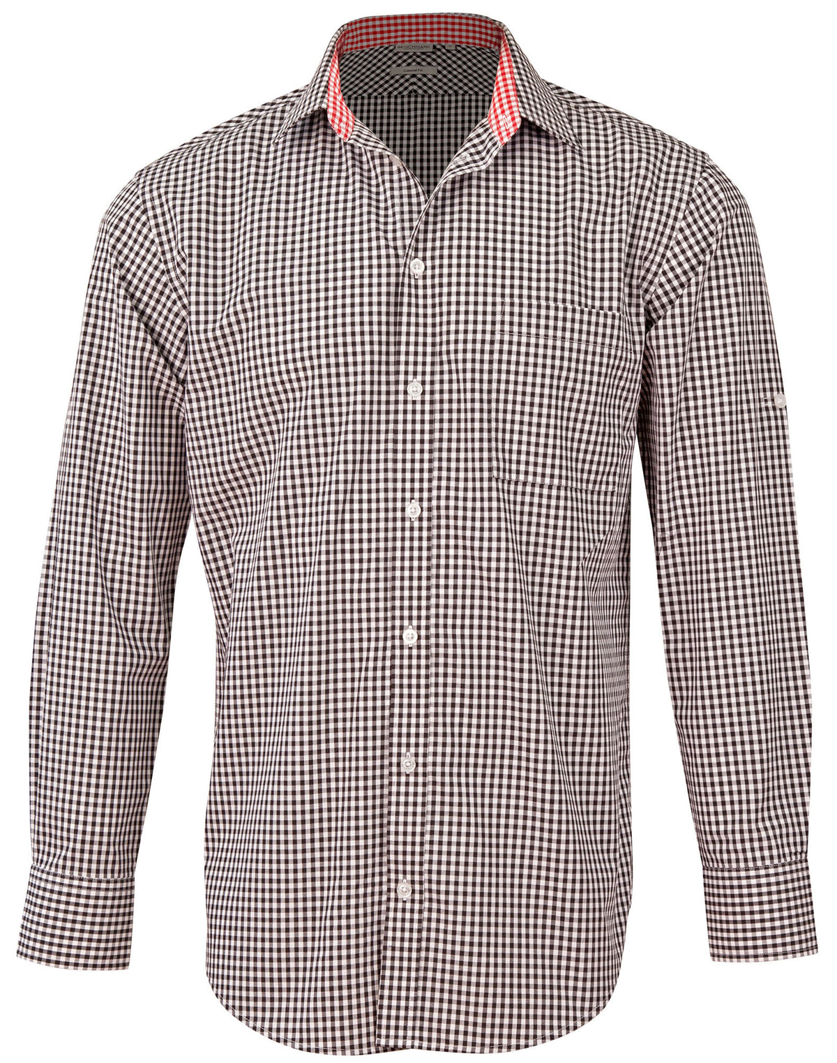 BENCHMARK Men's Gingham Check Roll-up L/S Shirt - M7330L