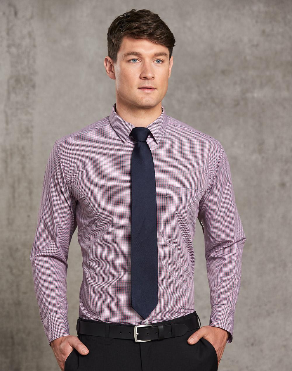 BENCHMARK Men's Two Tone Mini Check L/S Shirt - M7340L