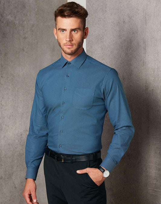 BENCHMARK Men's Pin Dot Stretch L/S Shirt - M7400L