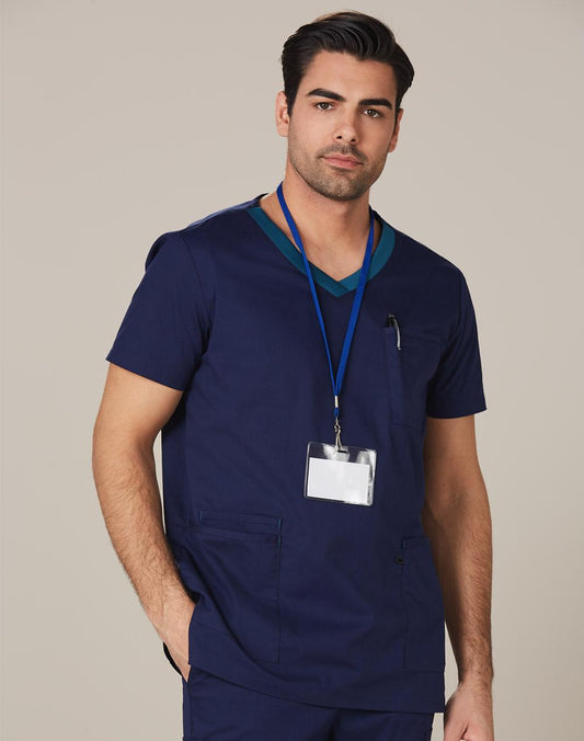BENCHMARK Men's Contrast Colour S/S Scrub Top - M7650