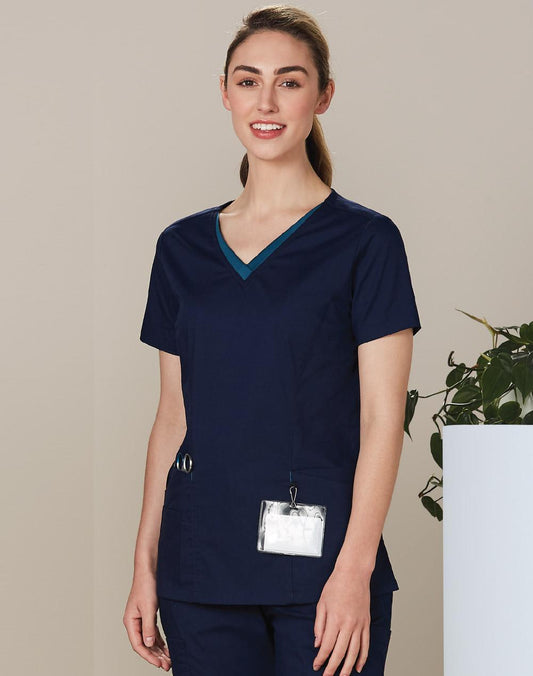 BENCHMARK Ladies' Contrast Colour S/S Scrub Top - M7660