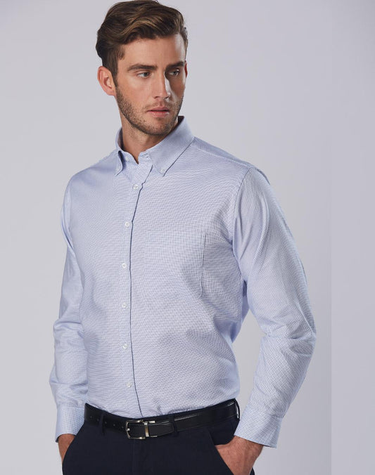 BENCHMARK Men's Dot Contrast Long Sleeve Shirt - M7922
