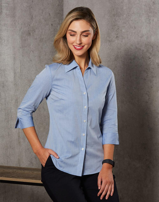 BENCHMARK Women's Fine Chambray 3/4 Sleeve Shirt - M8013