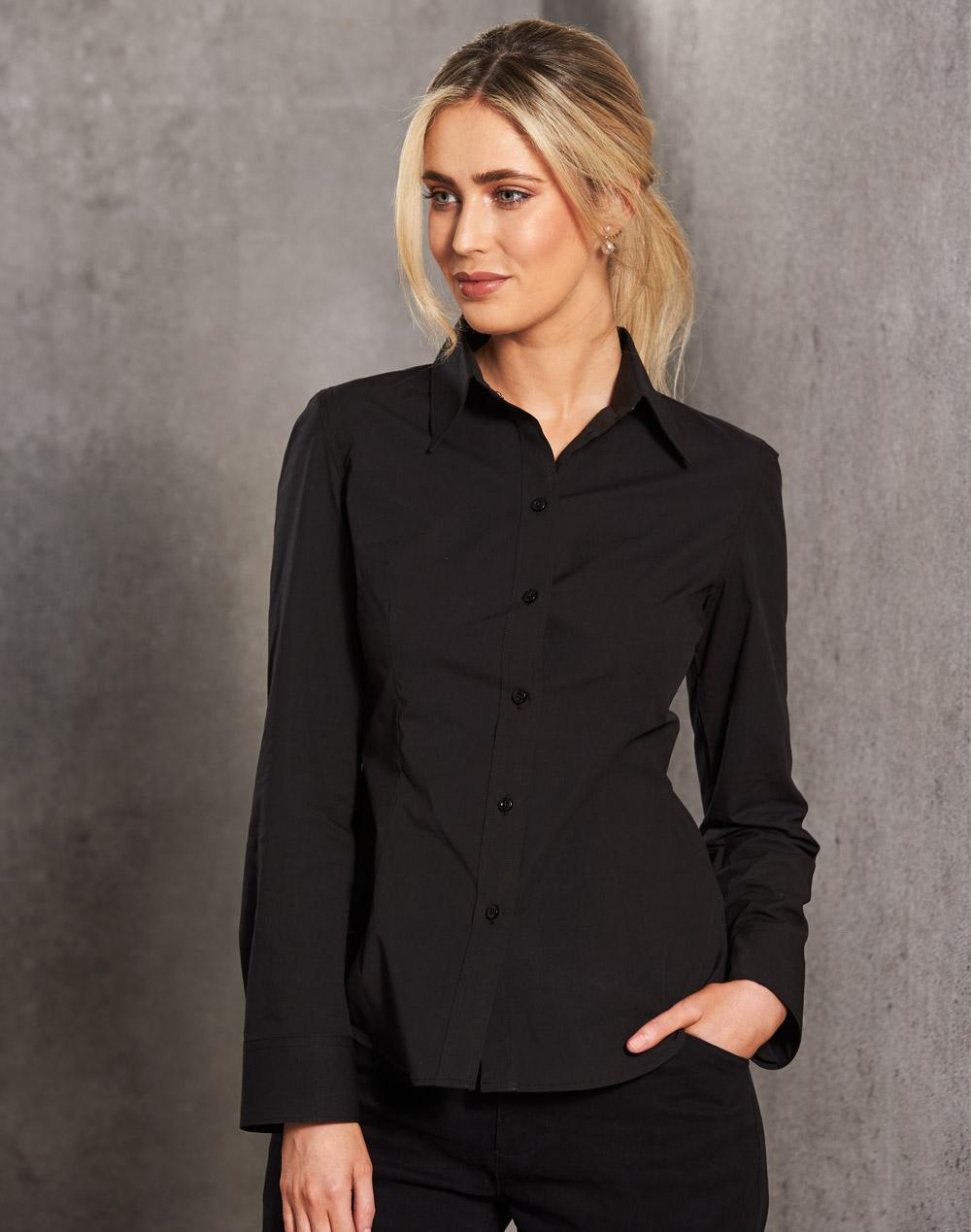 BENCHMARK Women's Cotton/Poly Stretch L/S Shirt - M8020L