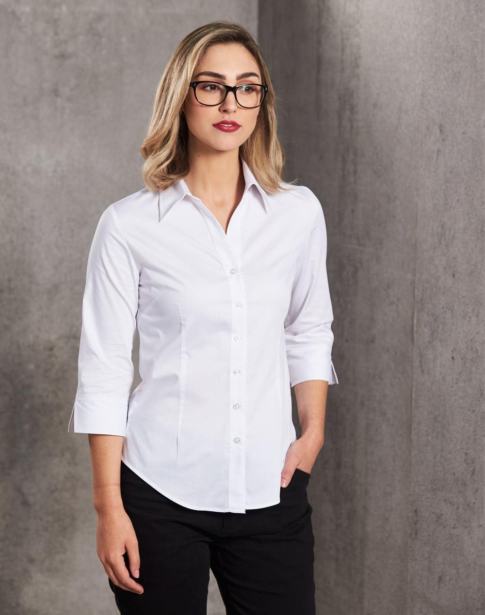 BENCHMARK Women's Fine Twill 3/4 Sleeve Shirt - M8030Q