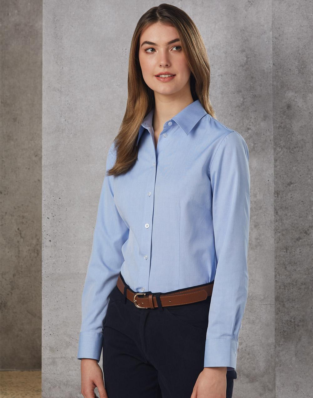 BENCHMARK Women's CVC Oxford L/S Shirt - M8040L