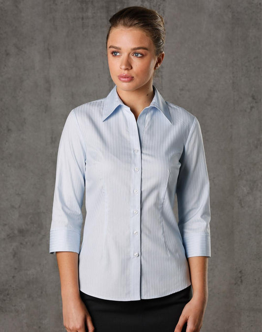 BENCHMARK Women's Self Stripe 3/4 Sleeve Shirt - M8100Q
