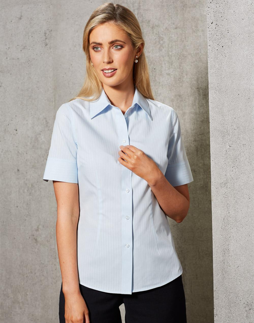 BENCHMARK Women's Self Stripe S/S Shirt - M8100S