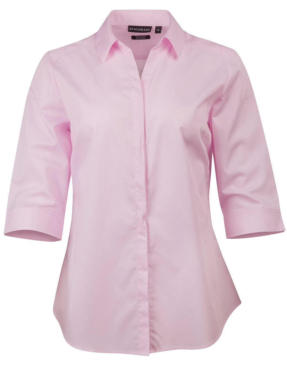 BENCHMARK Ladies' Dobby Striped Taped 3/4 Sleeve Shirt - M8110Q