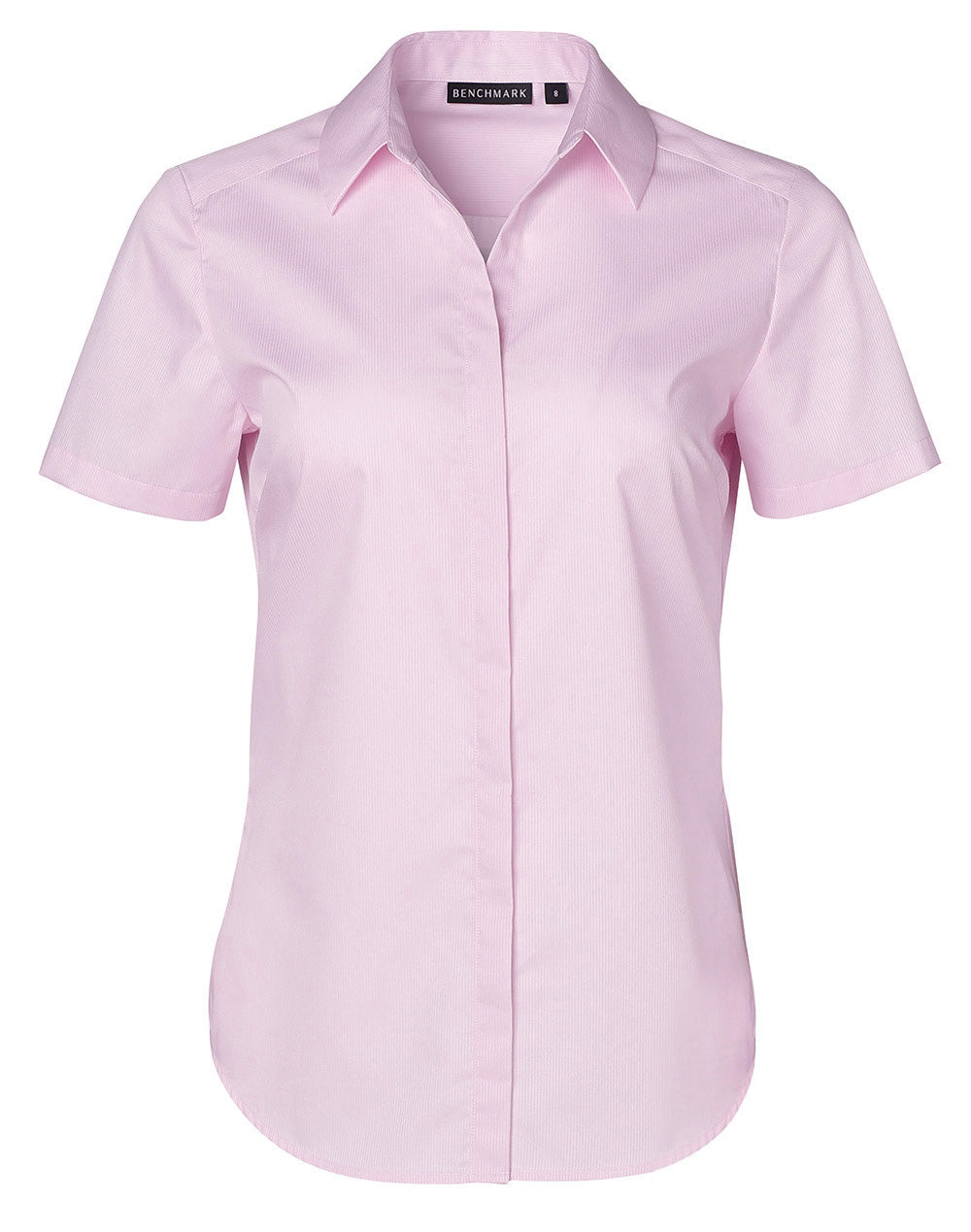 BENCHMARK Ladies' Dobby Striped Taped S/S Shirt - M8110S