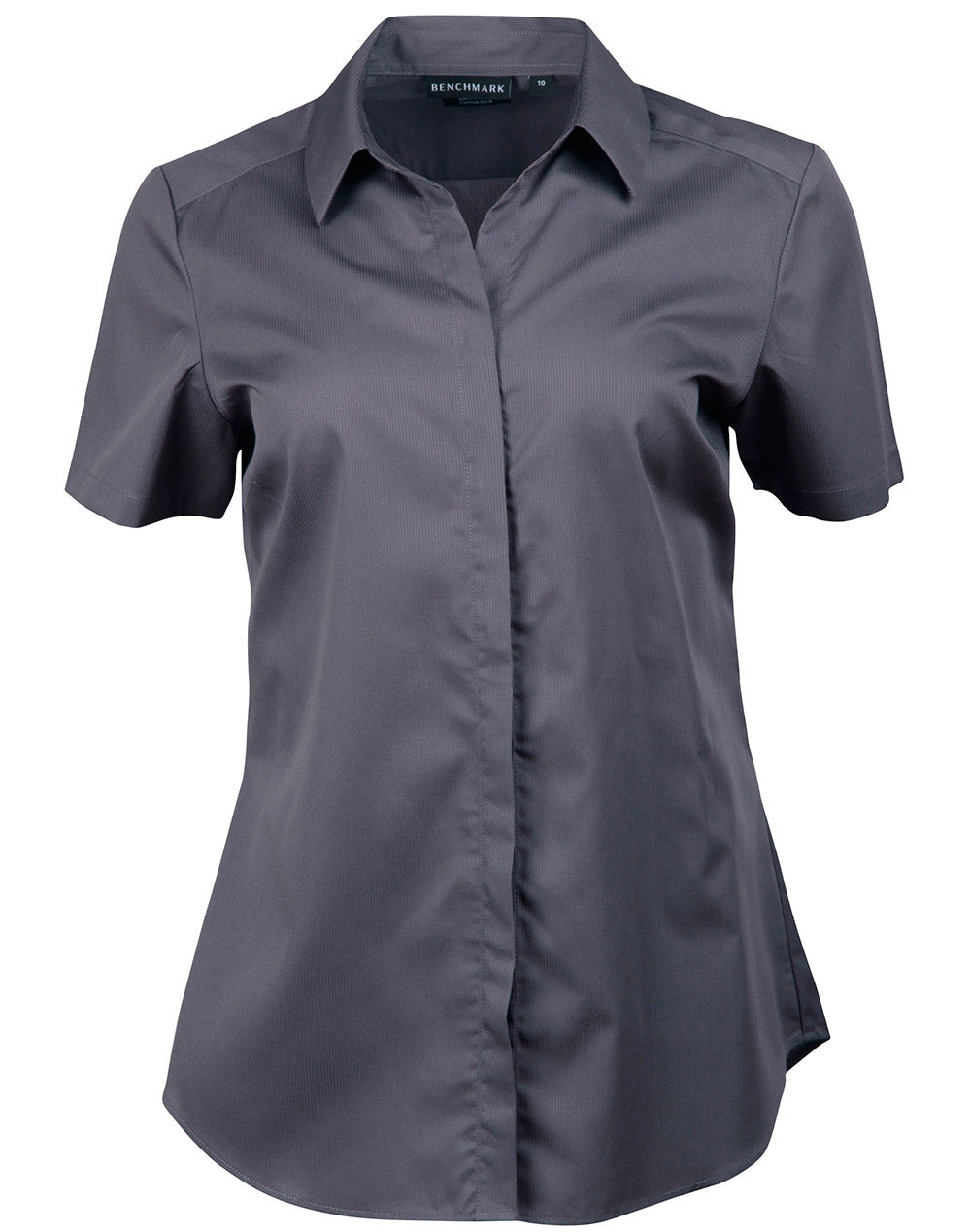 BENCHMARK Ladies' Dobby Striped Taped S/S Shirt - M8110S