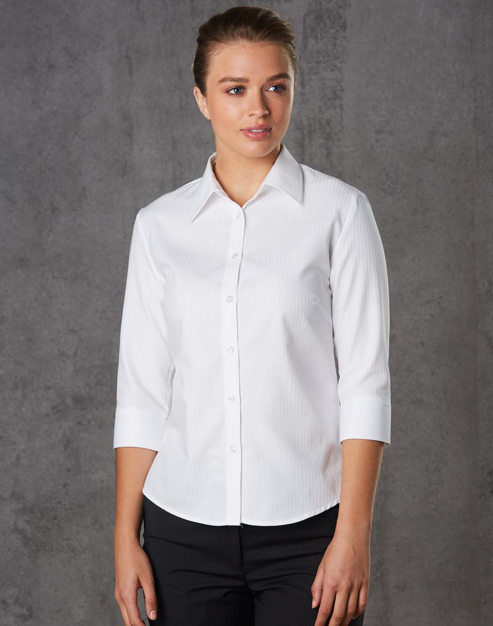 BENCHMARK Women's Mini Herringbone 3/4 Sleeve Shirt - M8113