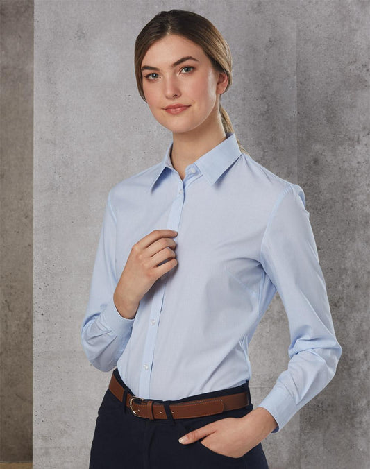 BENCHMARK Women's Fine Stripe Long Sleeve Shirt - M8212