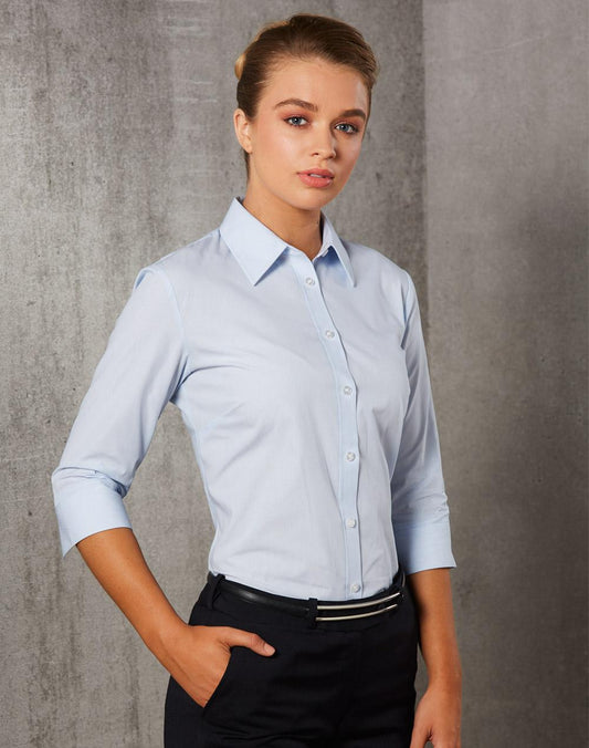 BENCHMARK Women's Fine Stripe 3/4 Sleeve Shirt - M8213
