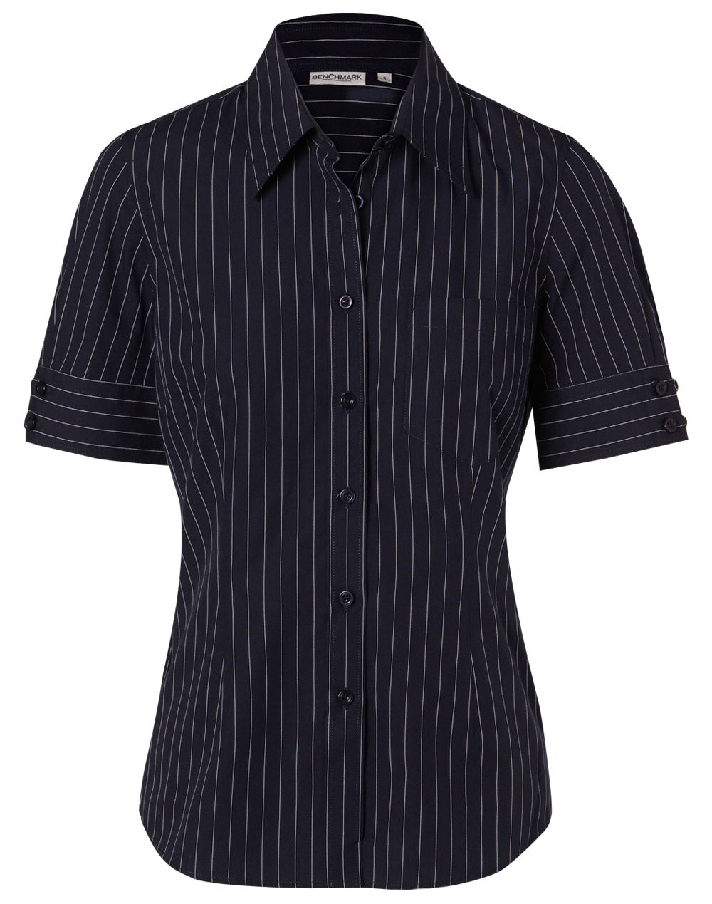 BENCHMARK Women's Pin Stripe Short Sleeve Shirt - M8224