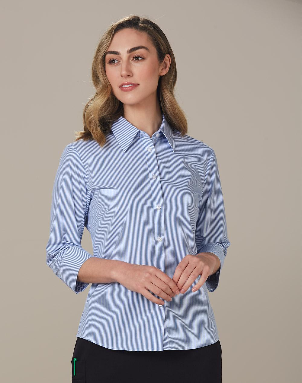 BENCHMARK Women's Balance Stripe 3/4 Sleeve Shirt - M8233