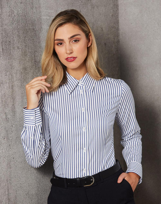 BENCHMARK Women's Sateen Stripe L/S Shirt - M8310L