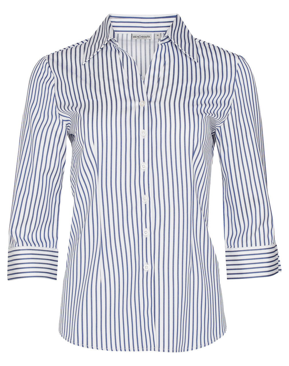BENCHMARK Women's Sateen Stripe 3/4 Sleeve Shirt - M8310Q
