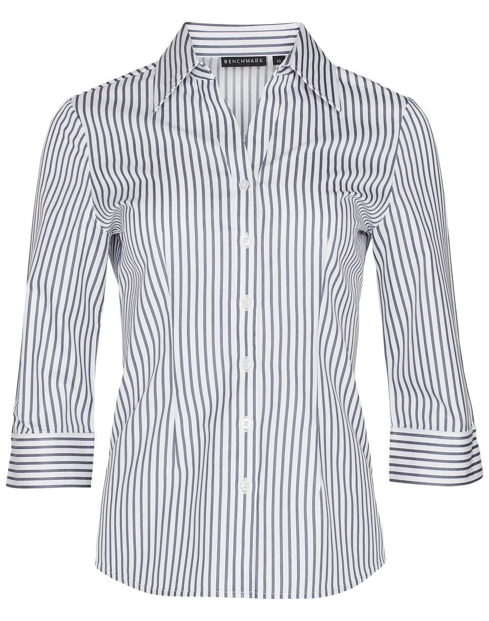 BENCHMARK Women's Sateen Stripe 3/4 Sleeve Shirt - M8310Q