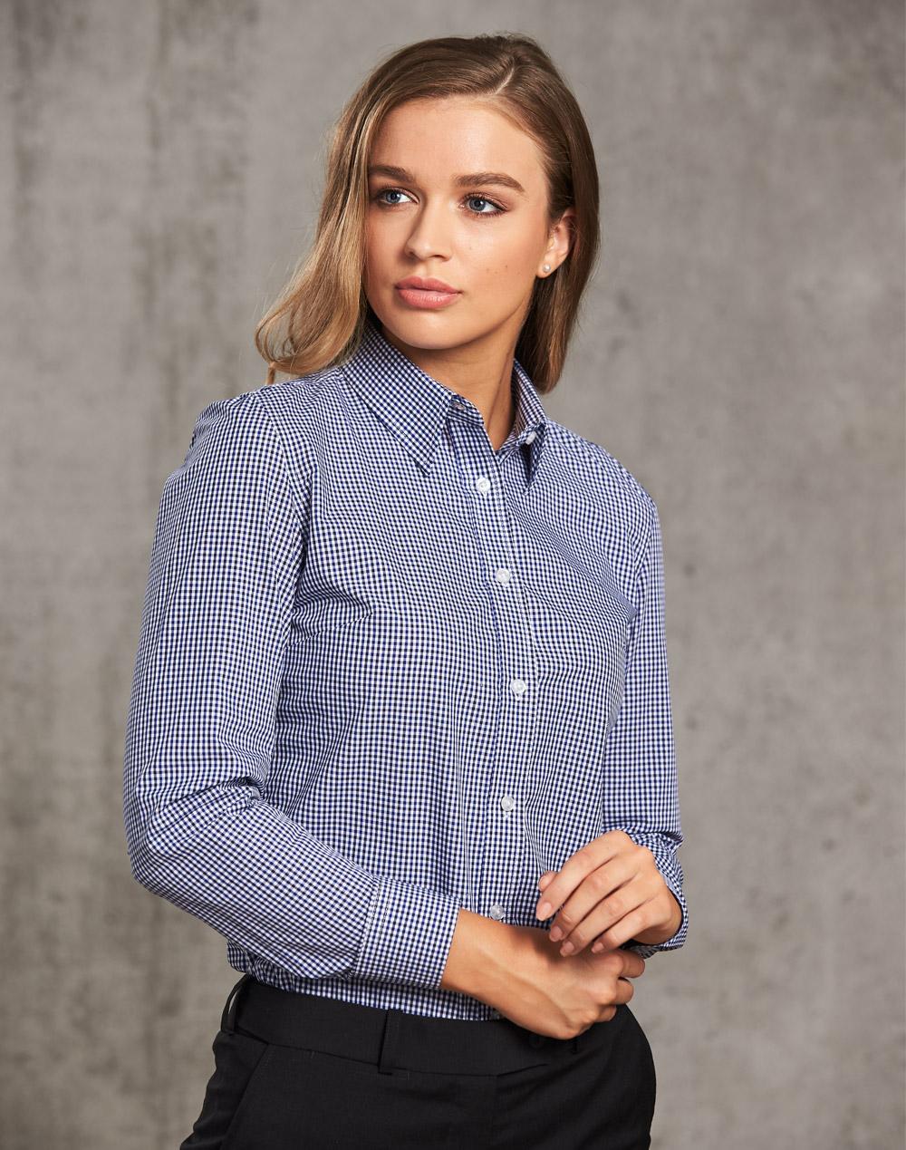 BENCHMARK Ladies' Two Tone Check L/S Shirt - M8320L