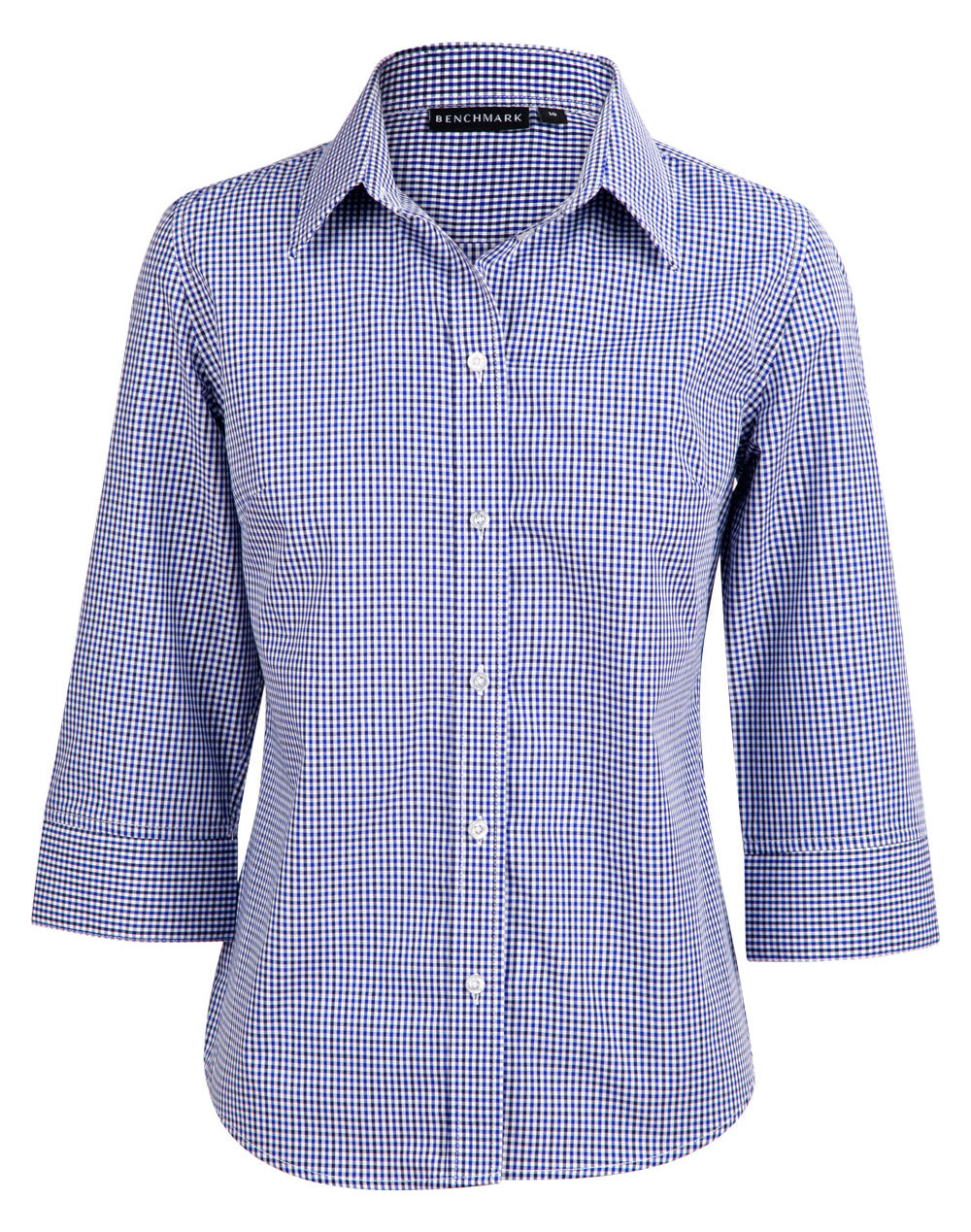 BENCHMARK Ladies' Two Tone Check 3/4 Sleeve Shirt - M8320Q
