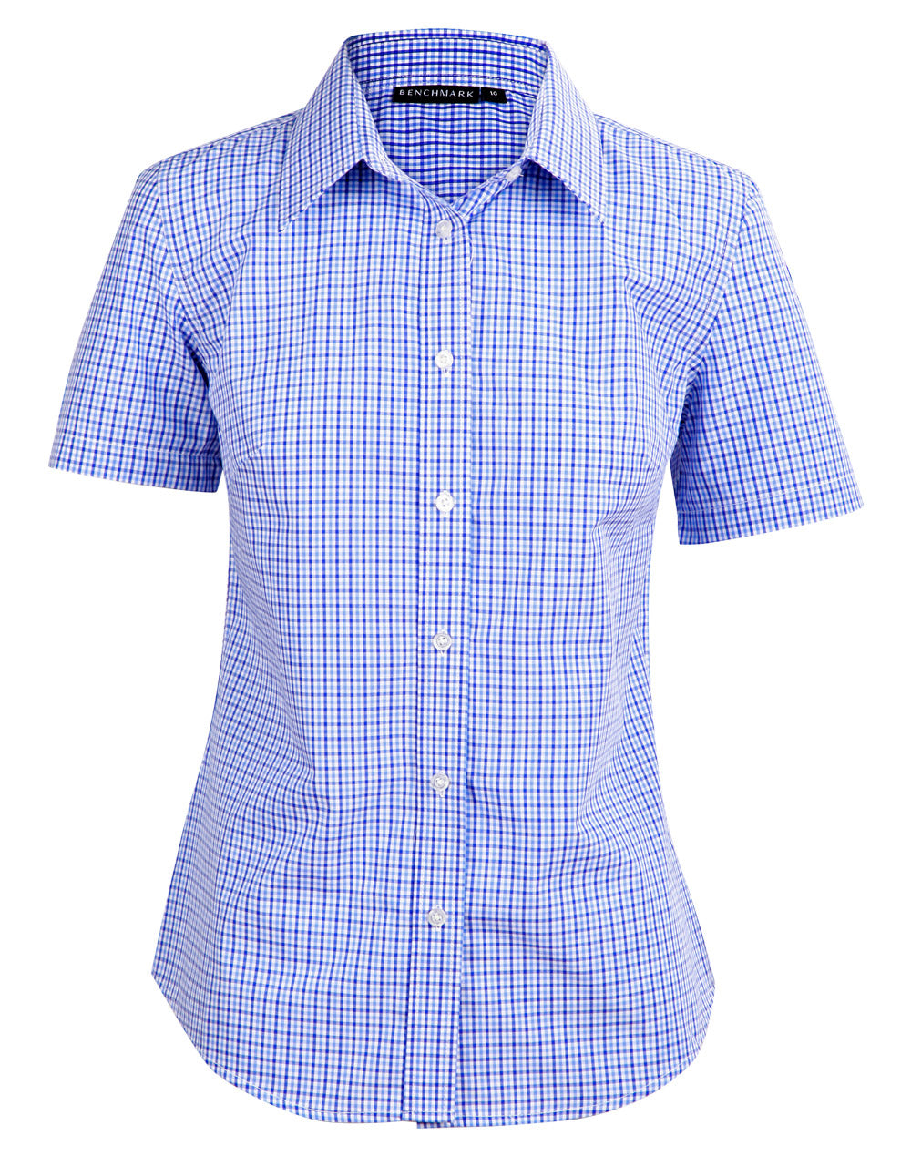 BENCHMARK Ladies' Two Tone Check S/S Shirt - M8320S