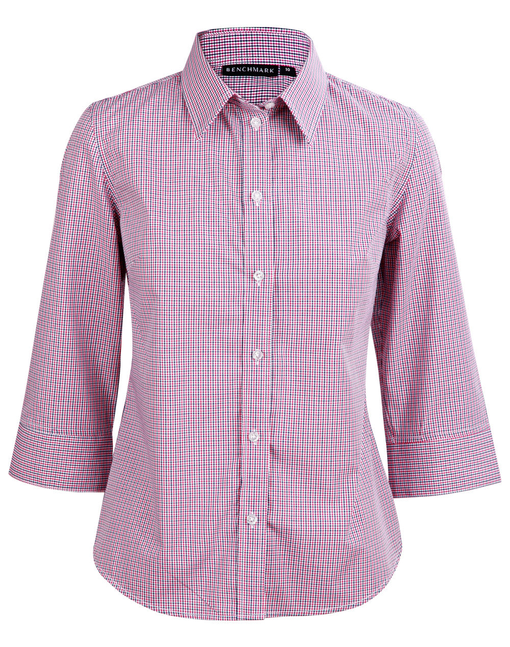 BENCHMARK Ladies' Two Tone Mini Check 3/4 Sleeve Shirt - M8340Q