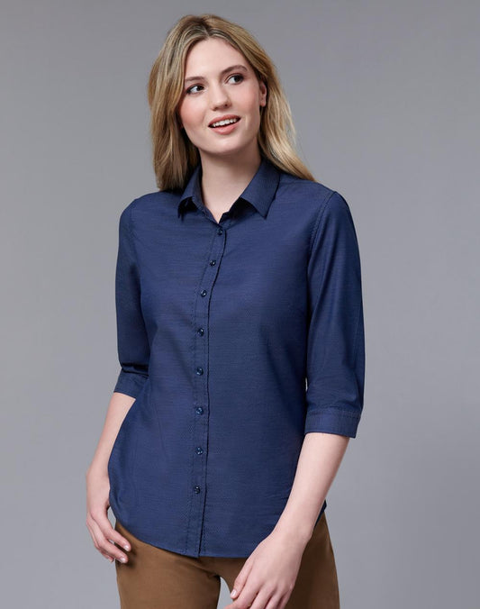 BENCHMARK Ladies' Pin Dot Stretch 3/4 Sleeve Shirt - M8400Q