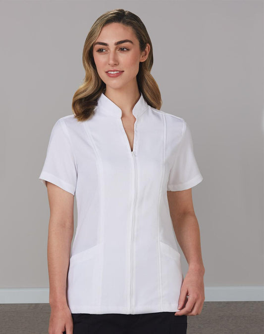 BENCHMARK Women's Full Zip Front Short Sleeve Tunic - M8636S
