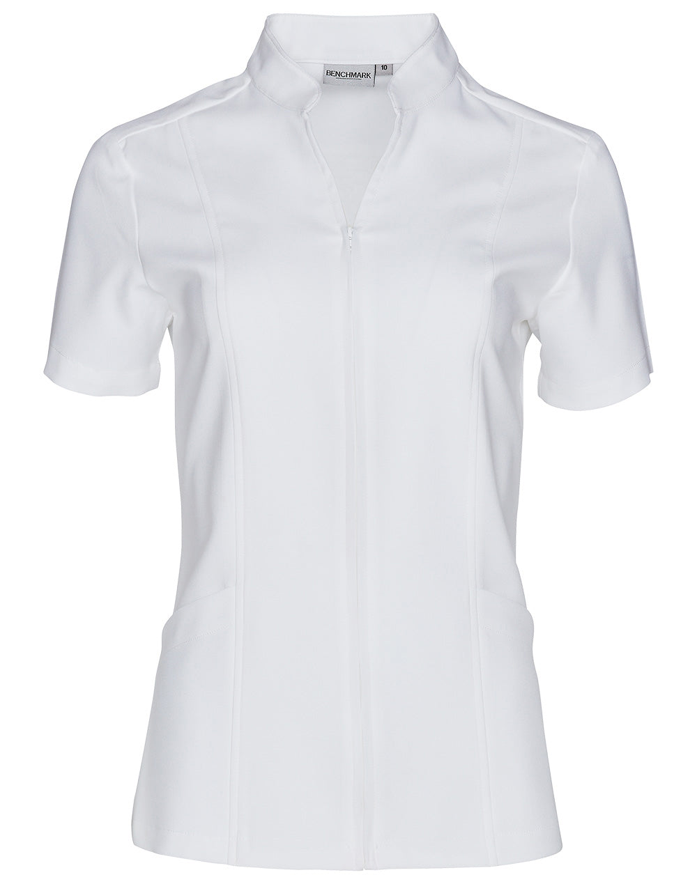 BENCHMARK Women's Full Zip Front Short Sleeve Tunic - M8636S