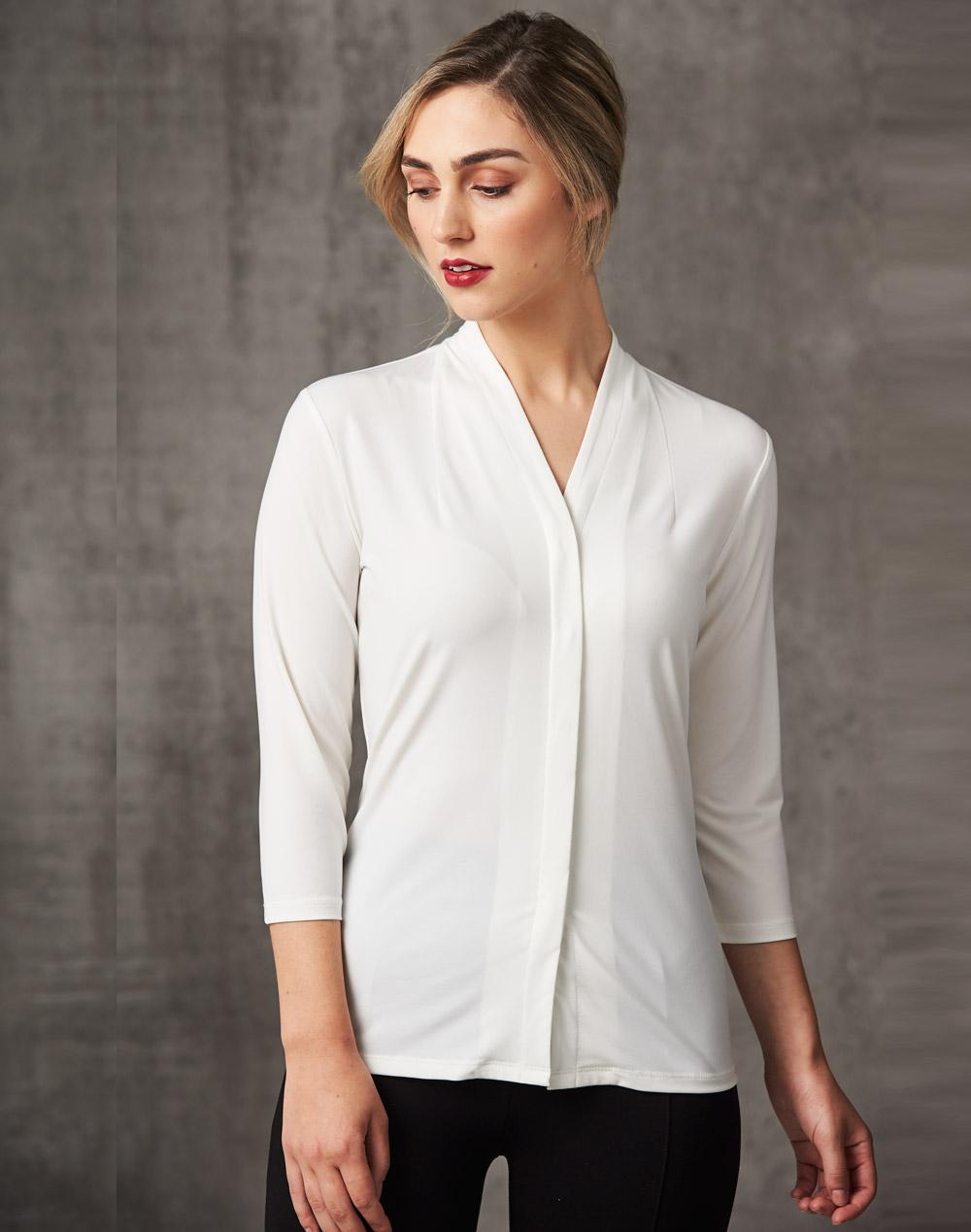 BENCHMARK Ladies' Mid Sleeve Shawline Knit Top - M8830