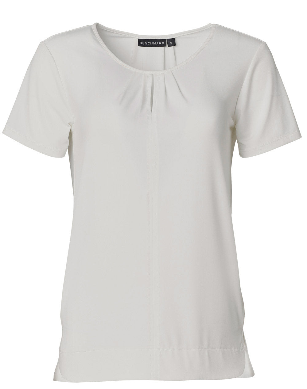 BENCHMARK Ladies' Round Neck with Pleats S/S Knit Top  - M8850