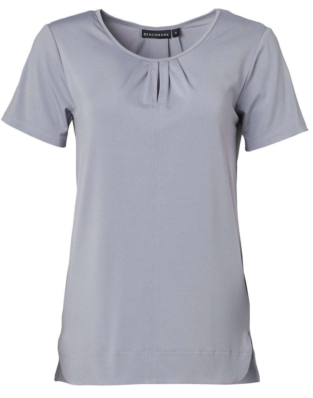 BENCHMARK Ladies' Round Neck with Pleats S/S Knit Top  - M8850