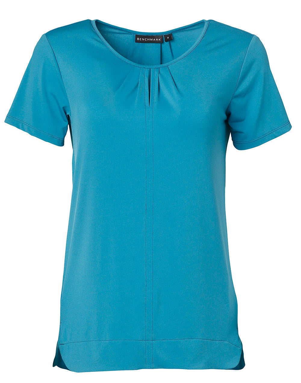 BENCHMARK Ladies' Round Neck with Pleats S/S Knit Top  - M8850