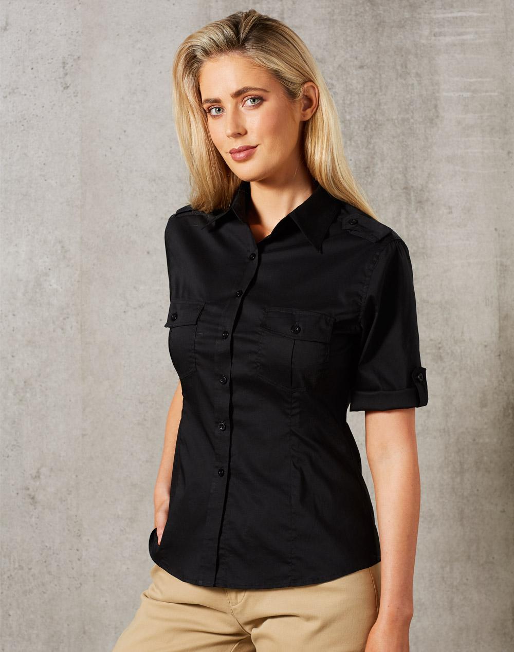 BENCHMARK Women's Short Sleeve Military Shirt - M8911