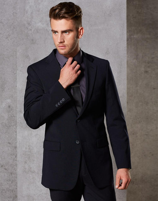 BENCHMARK Men's Two Buttons Jacket in Wool Stretch - M9100