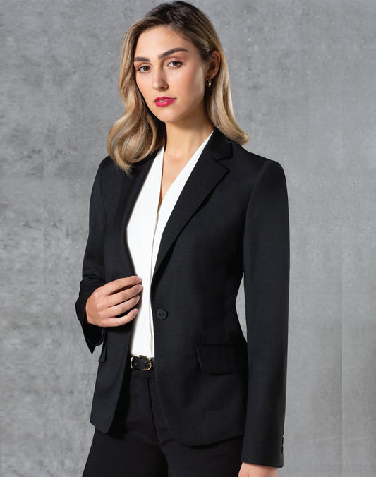 BENCHMARK Ladies' Wool Blend Stretch One Button Cropped Jacket - M9201