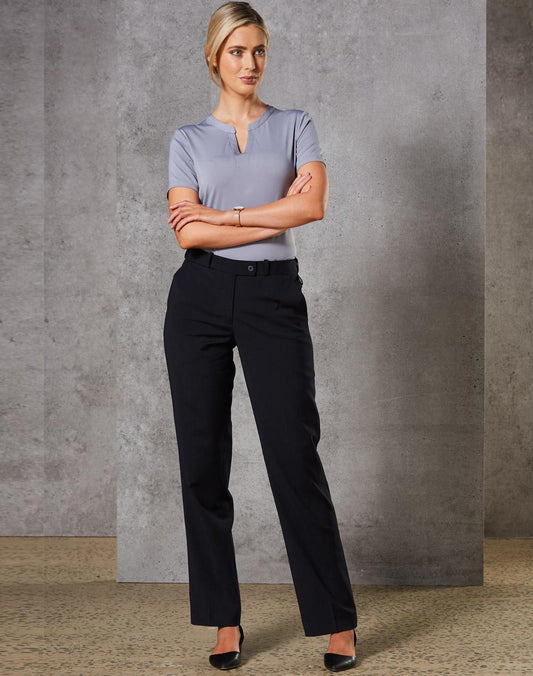 BENCHMARK Women's Slim Leg Flexi Waist Pants in Wool Stretch - M9400