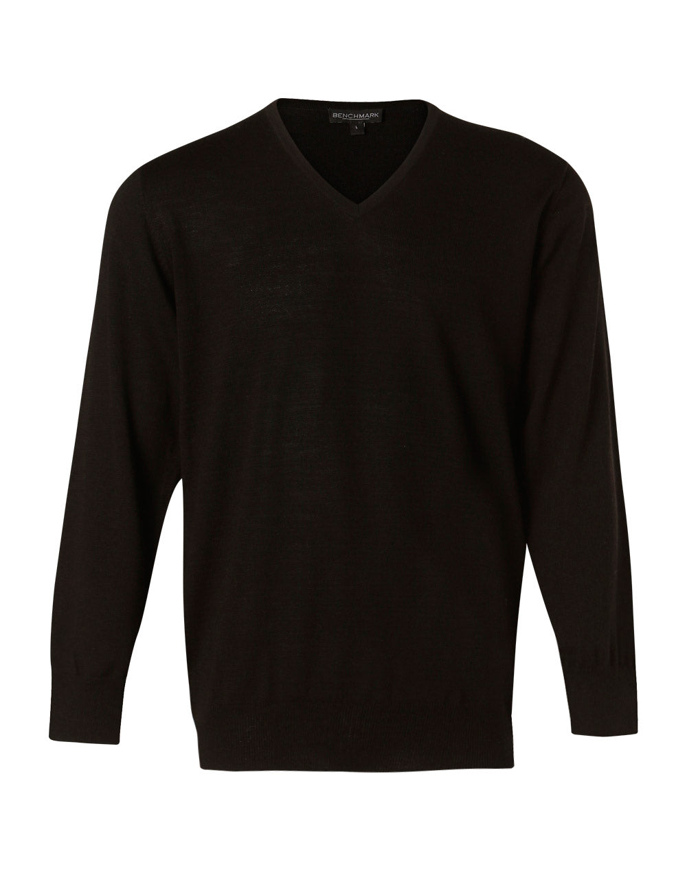BENCHMARK Men's 100% Merino Wool Viscose Neck L/S Sweater - M9502